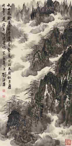 刘海粟1985年作 黄山 镜片 设色纸本