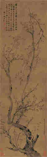 李香君崇祯15年（1642）年作 迎春 立轴 水墨绢本