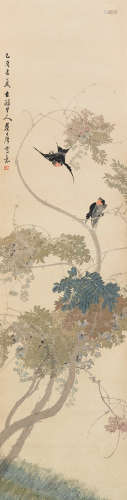 朱梦庐 1885年作 紫绶燕舞 立轴