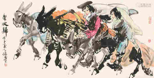 杨天佑戊子（2008）年作 丰收归 镜片 设色纸本