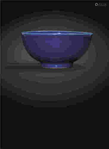 清 乾隆窑 霁蓝釉大碗