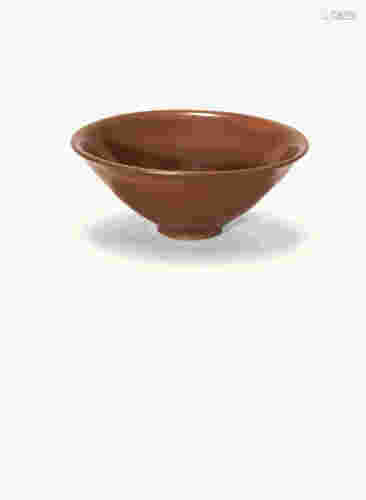 金 约公元12世纪 耀州窑 柿釉笠式茶盏