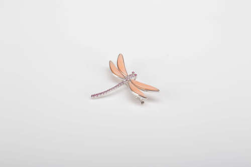珊瑚蜻蜓胸针