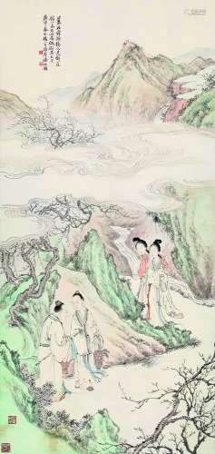 潘振镛 庚申（1920年）作 山水人物 立轴 纸本