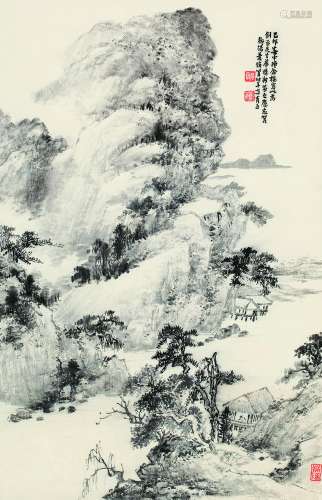 萧俊贤 己卯（1939年）作 山居图 立轴 纸本