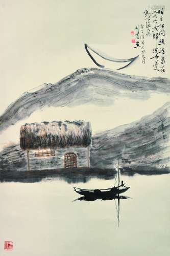 刘泽 己丑（2009年）作 王维诗意 镜片 纸本