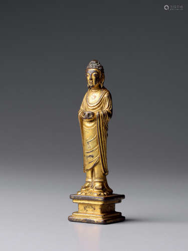 明代以前 铜鎏金阿弥陀佛立像