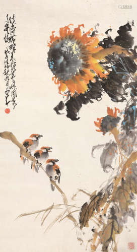 赵少昂 1978年作 花鸟 镜心 设色纸本