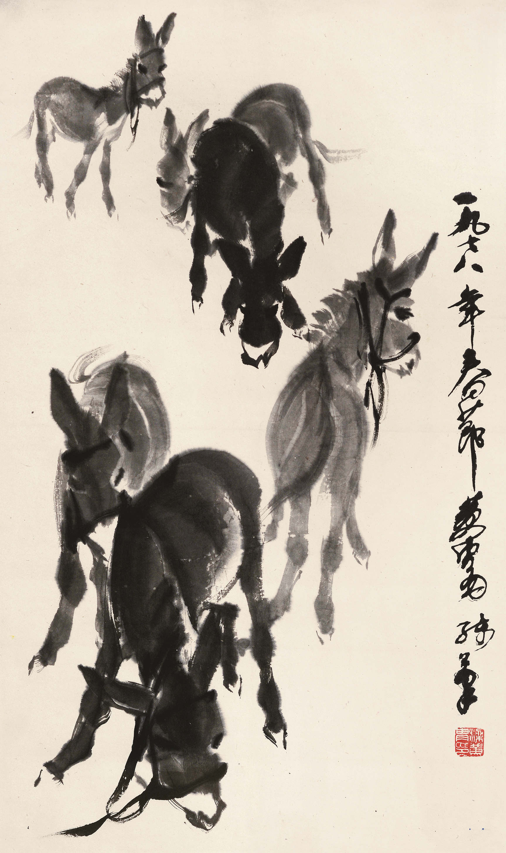 1973年黄胄的驴小镜框图片
