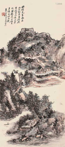 黄宾虹 甲午（1954）年作 黄山云峰 立轴 设色纸本