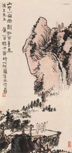 潘天寿 乙酉（1945）年作 唐人诗意图 立轴 设色纸本