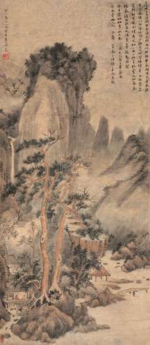 翟大坤 癸巳（1773）年作 溪山图 立轴 设色纸本