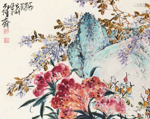 刘昌潮 丁卯（1987年）作 花卉 立轴 设色纸本