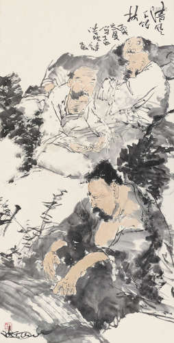 陈侗 丙戌（2006年）作 清风下竹林 立轴 设色纸本