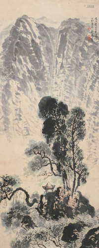 刘仑 丁卯（1987年）作 山水 立轴 设色纸本
