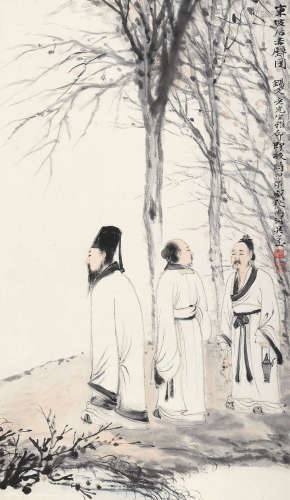 吴灏 甲子（1984年）作 东坡后赤壁图 立轴 设色纸本