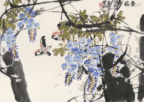 林丰俗 戊辰（1987年）作 春暖 镜片 设色纸本