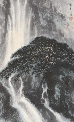 陈金章 壬午（2002年）作 山水 镜框 设色纸本