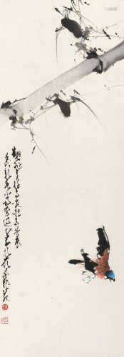 赵少昂 壬戌（1982年）作 花鸟 立轴 设色纸本