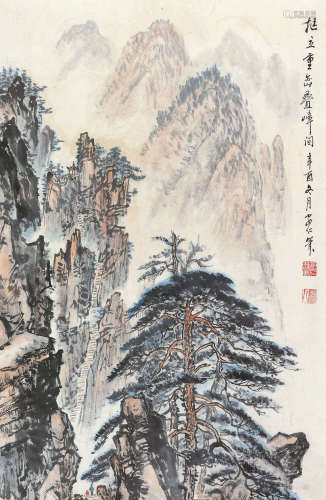黄安仁 辛酉（1981年）作 山水 立轴 设色纸本