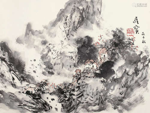 王维宝 丙子（1996年）作 山水 镜片 设色纸本