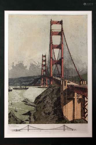 《金门大桥》套色版画 奥地利