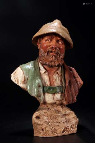 戴帽大胡子老头陶瓷雕塑 奥地利