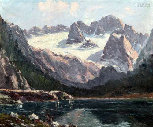 《戈绍尔湖景》油画 奥地利