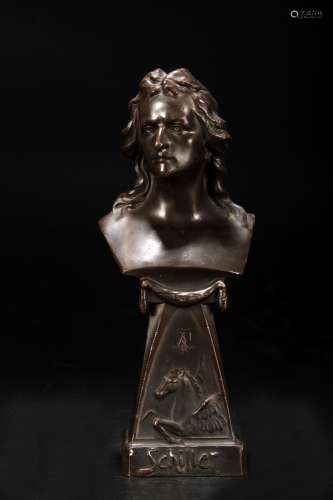 席勒半身像铜雕塑摆件 德国
