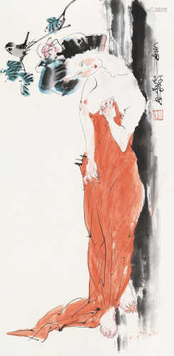 林墉 壬申（1992）年作 春光图 镜片 设色纸本