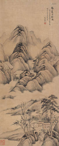 黄均 戊申（1848）年作 梅竹双清馆图 立轴 设色纸本