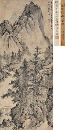 刘珏 丁亥（1467）年作 深山读易图 立轴 设色纸本