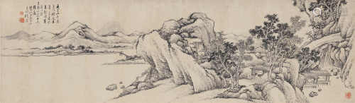 张熊 丙子（1876）年作 山水 横披 水墨纸本