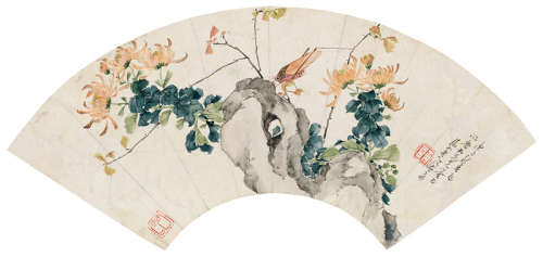 居廉 庚子（1900）年作 秋声秋色 镜片 设色纸本