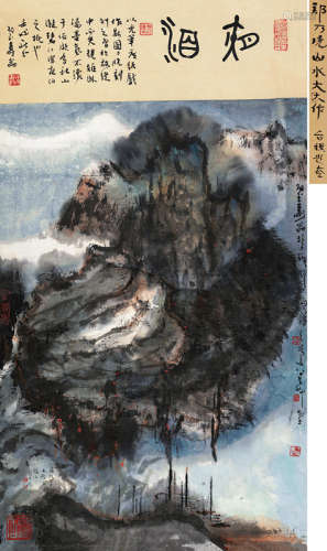 郑乃珖 壬戌（1982）年作 夜泊 立轴 设色纸本