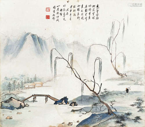 孙仲威 甲申（1944）年作 山水 镜片 水墨纸本