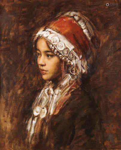 张利 1995年作 爱尼女孩之一 布面 油画