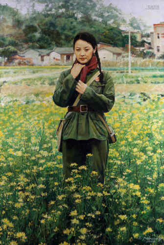 张培松 2009年作 女知青 布面 油画