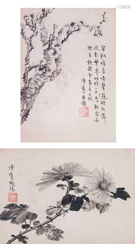 李瑞清  花卉二帧