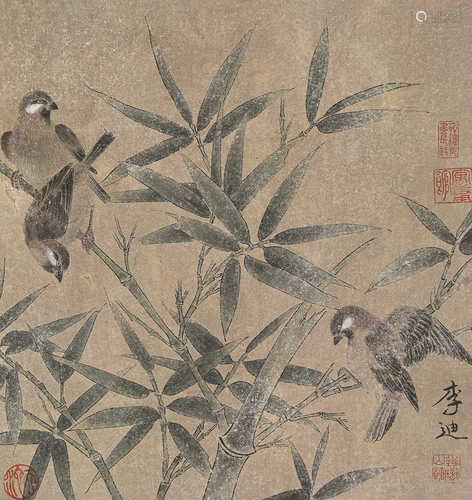 李迪 花鸟 立轴 纸本