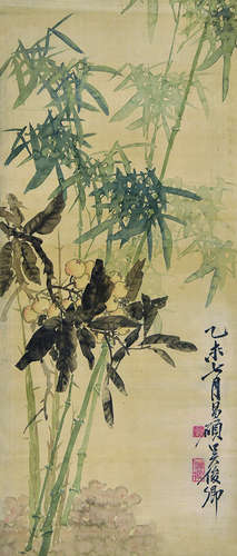 吴昌硕  花卉 立轴 绢本