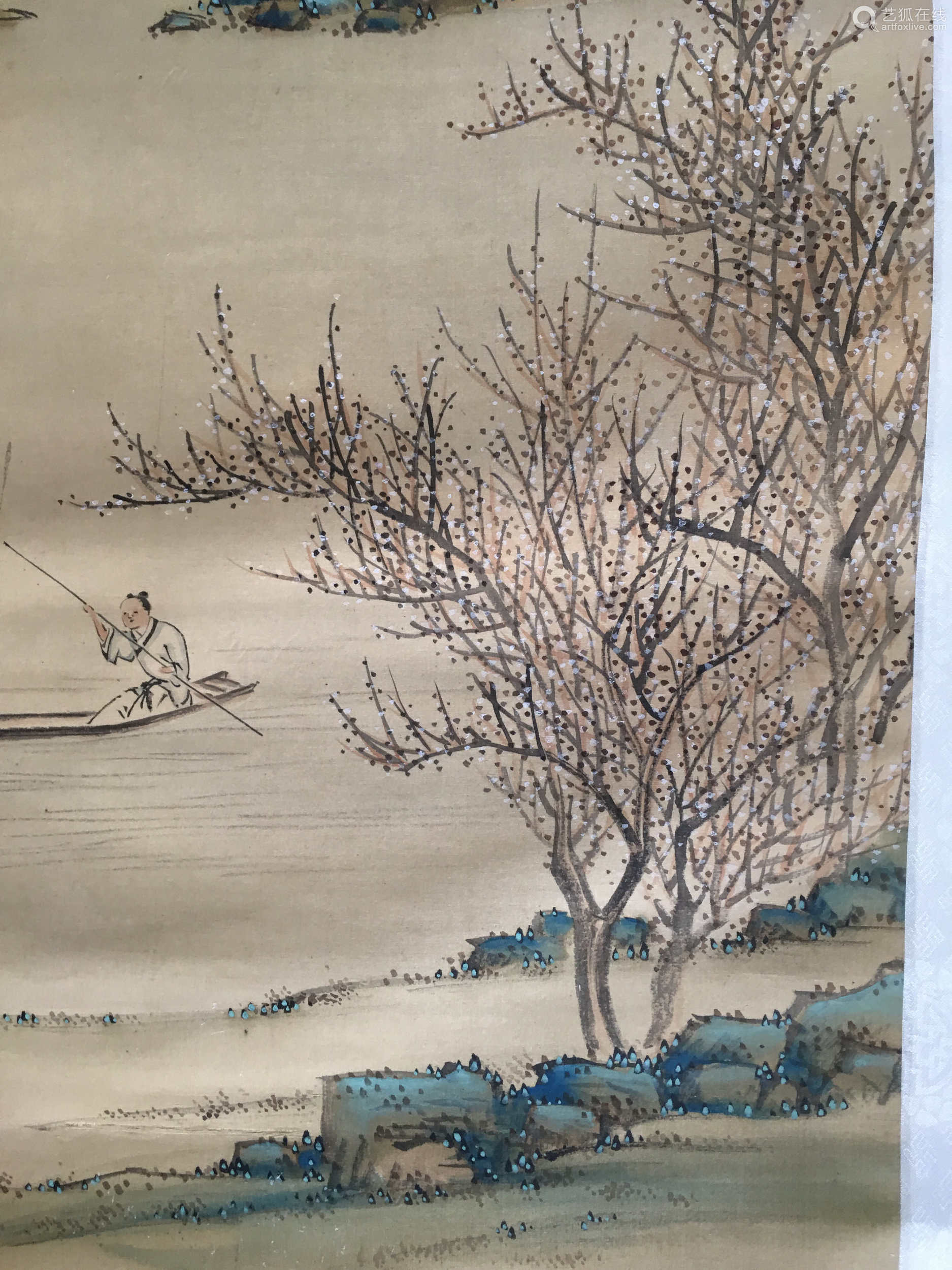 钱杜青绿山水人物轴