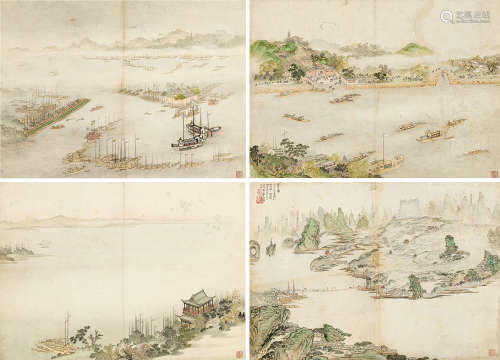 张骐 桂林山水图  设色纸本 立轴