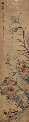 黄乐之 花卉 立轴 设色绢本