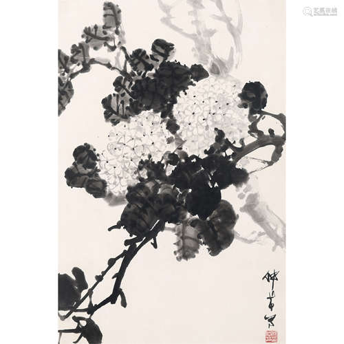 穆仲芹 花团锦簇 纸本水墨 镜心带框