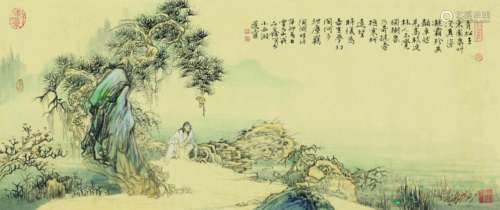 陈品鑫 辛卯(2011年)作 陶渊明诗意图 镜心 设色绢本