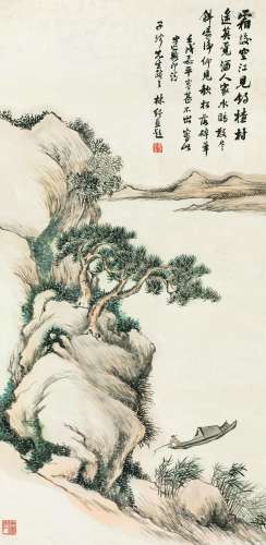 林纾 壬戌(1882年)作 山水 立轴 设色纸本