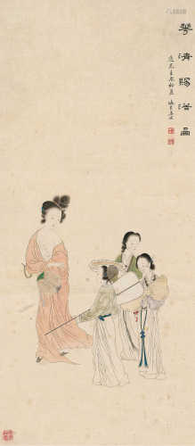 姜壎 1782年作 华清赐浴图 立轴 设色纸本