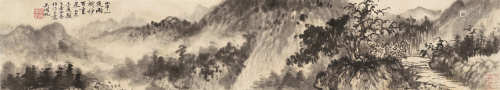 吴湖帆 1955年作 重山夜雨 镜片 水墨纸本