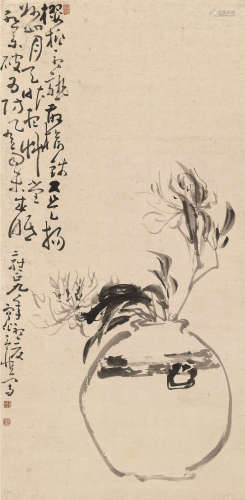 黄慎 1731年作 瓶中兰 立轴 水墨纸本